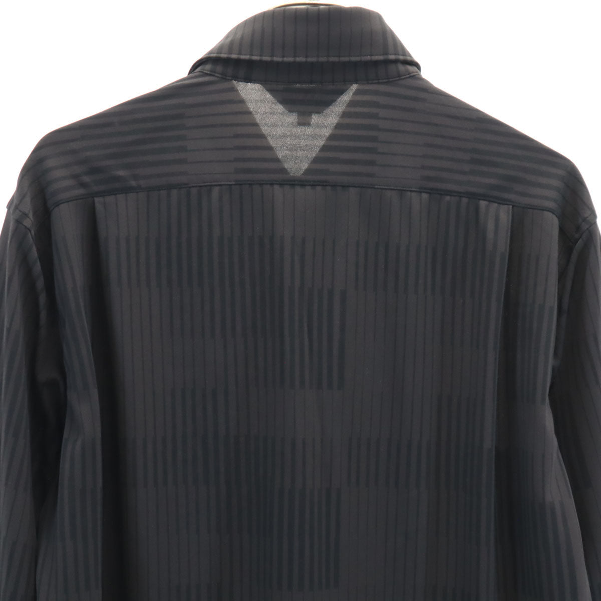 美品 LANVIN SPORT ランバンスポール 総柄 長袖 ボタンダウンシャツ 38 チャコール メンズ