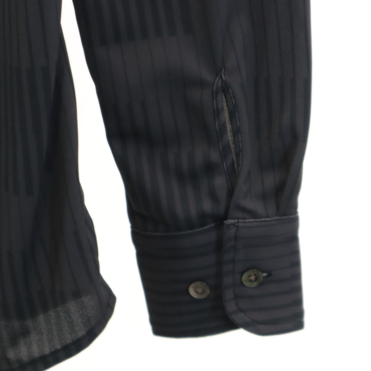 美品 LANVIN SPORT ランバンスポール 総柄 長袖 ボタンダウンシャツ 38 チャコール メンズ