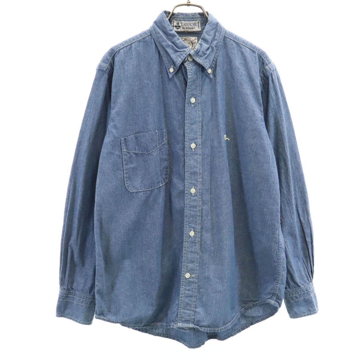 YAMANE ACADEMY ヤマネアカデミー 日本製 長袖 シャンブレー ボタンダウンシャツ 42 ブルー EVISU エヴィス メンズ