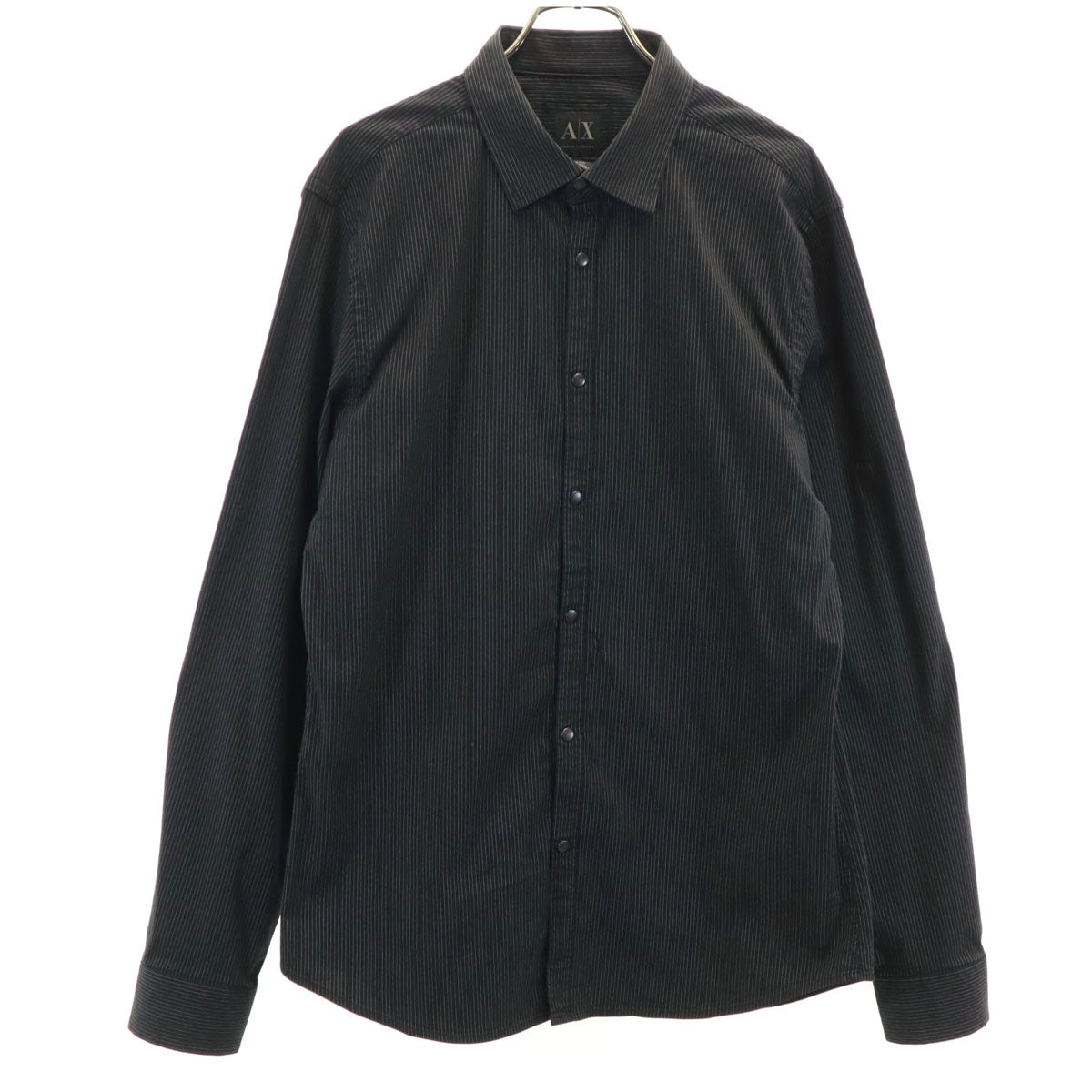 ARMANI EXCHANGE アルマーニエクスチェンジ ストライプ柄 長袖 シャツ M ブラック メンズ