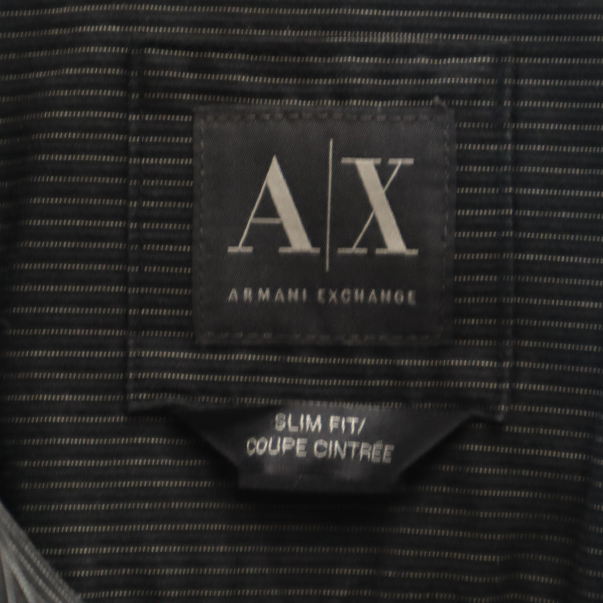 ARMANI EXCHANGE アルマーニエクスチェンジ ストライプ柄 長袖 シャツ M ブラック メンズ