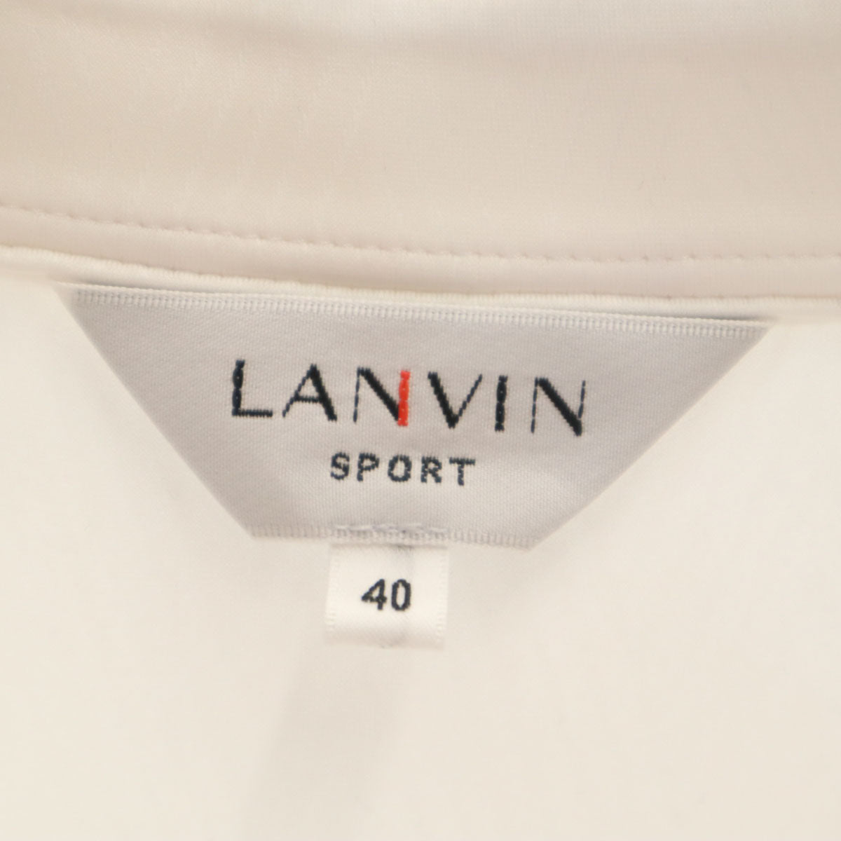 LANVIN SPORT ランバンスポール 日本製 総柄 長袖 ポロシャツ 40 ホワイト メンズ