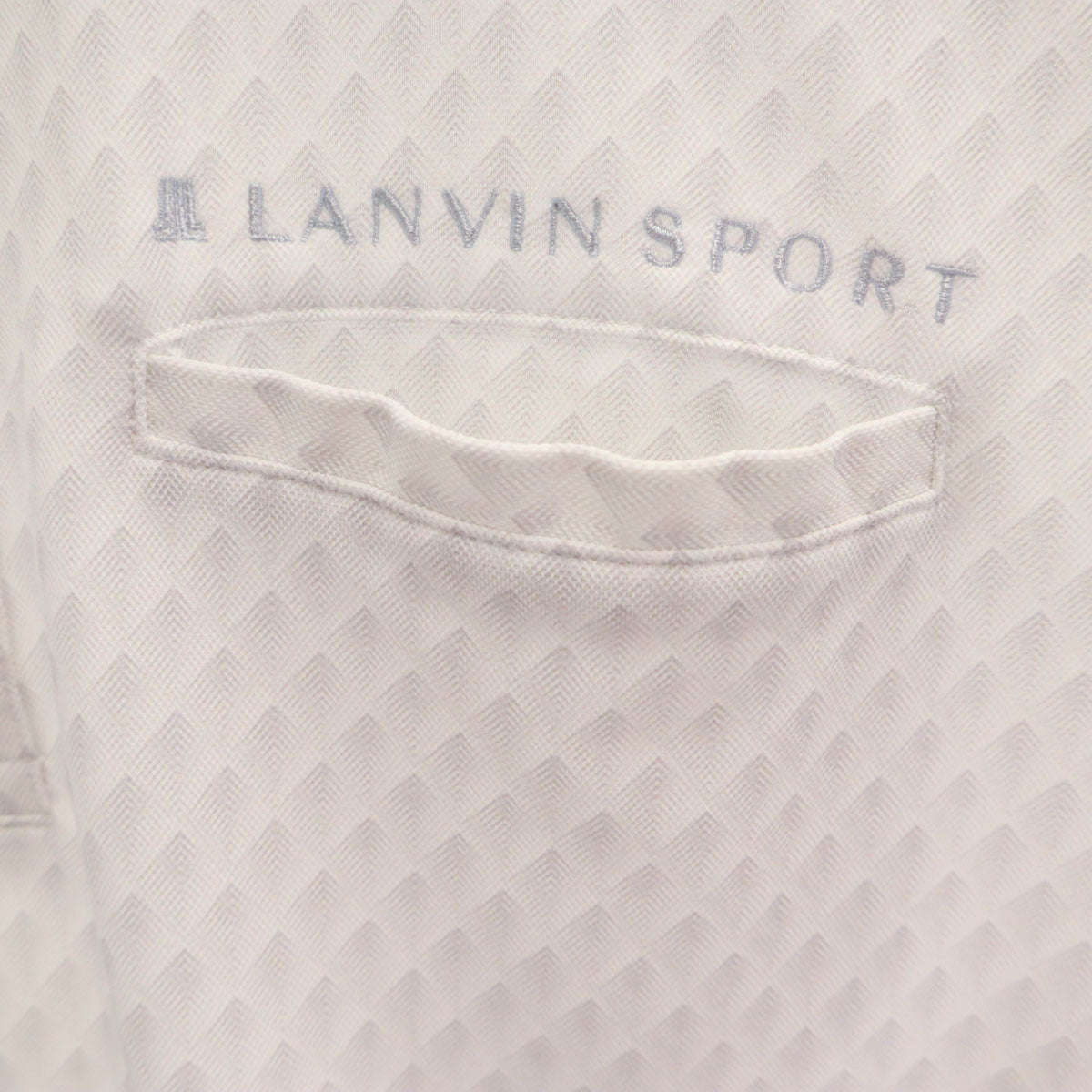 LANVIN SPORT ランバンスポール 日本製 総柄 長袖 ポロシャツ 40 ホワイト メンズ