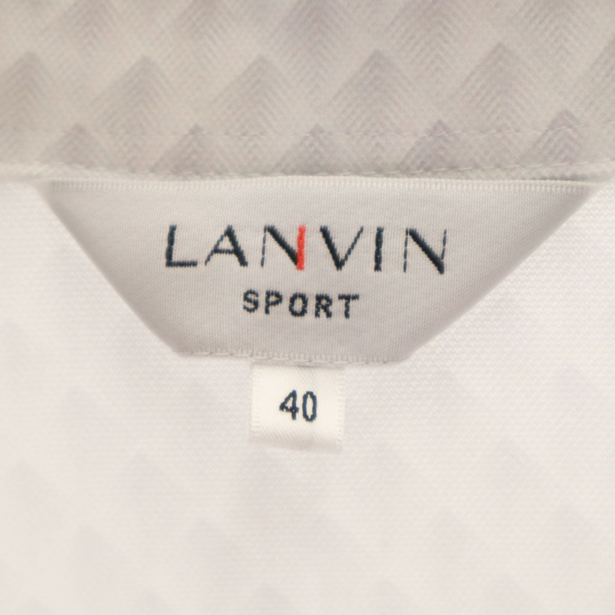 LANVIN SPORT ランバンスポール 日本製 総柄 長袖 ポロシャツ 40 ホワイト メンズ