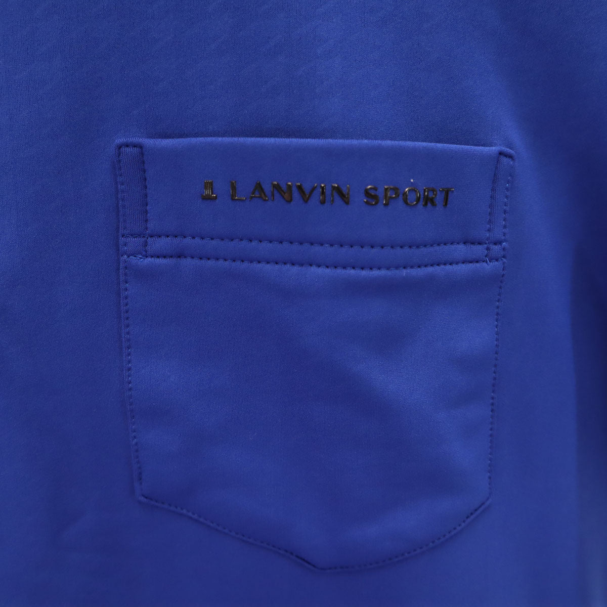 美品 LANVIN SPORT ランバンスポール ハウンドトゥース柄 長袖 ポロシャツ 40 ブルー 千鳥格子 メンズ