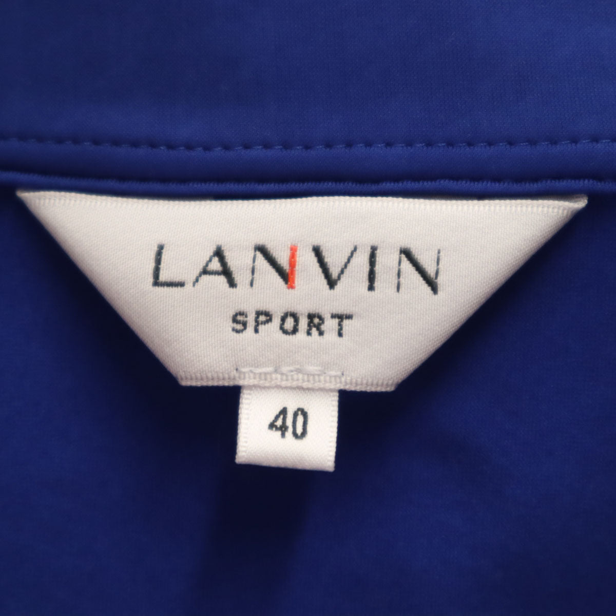 美品 LANVIN SPORT ランバンスポール ハウンドトゥース柄 長袖 ポロシャツ 40 ブルー 千鳥格子 メンズ