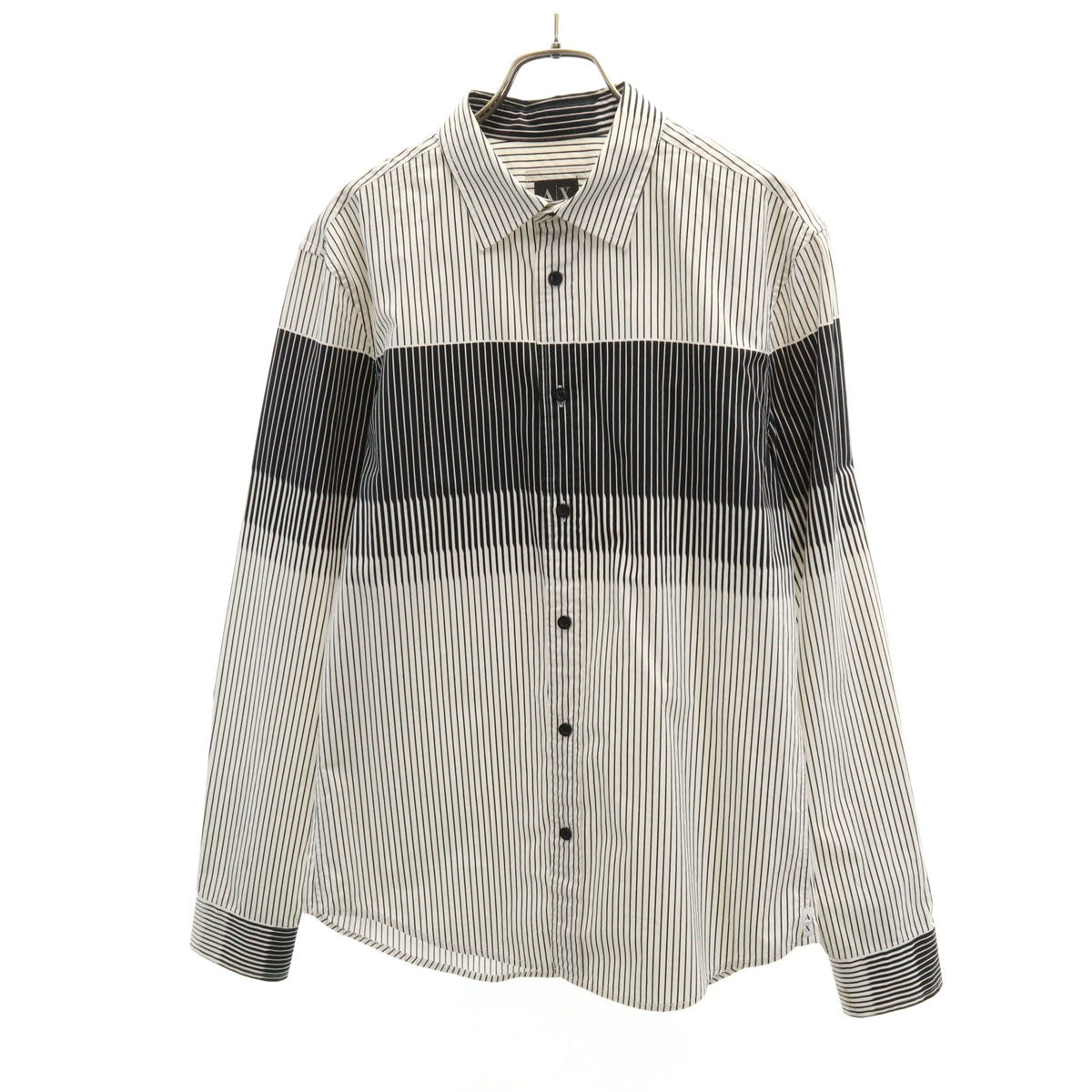 ARMANI EXCHANGE アルマーニエクスチェンジ ストライプ柄 長袖 コットンシャツ M ホワイト メンズ