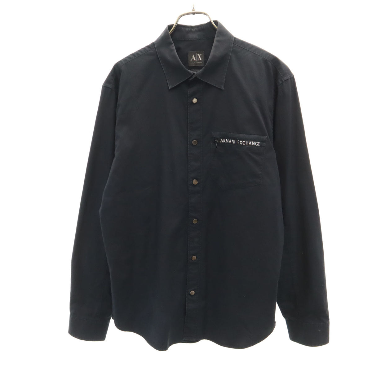ARMANI EXCHANGE アルマーニエクスチェンジ 長袖 コットンシャツ M ブラック メンズ