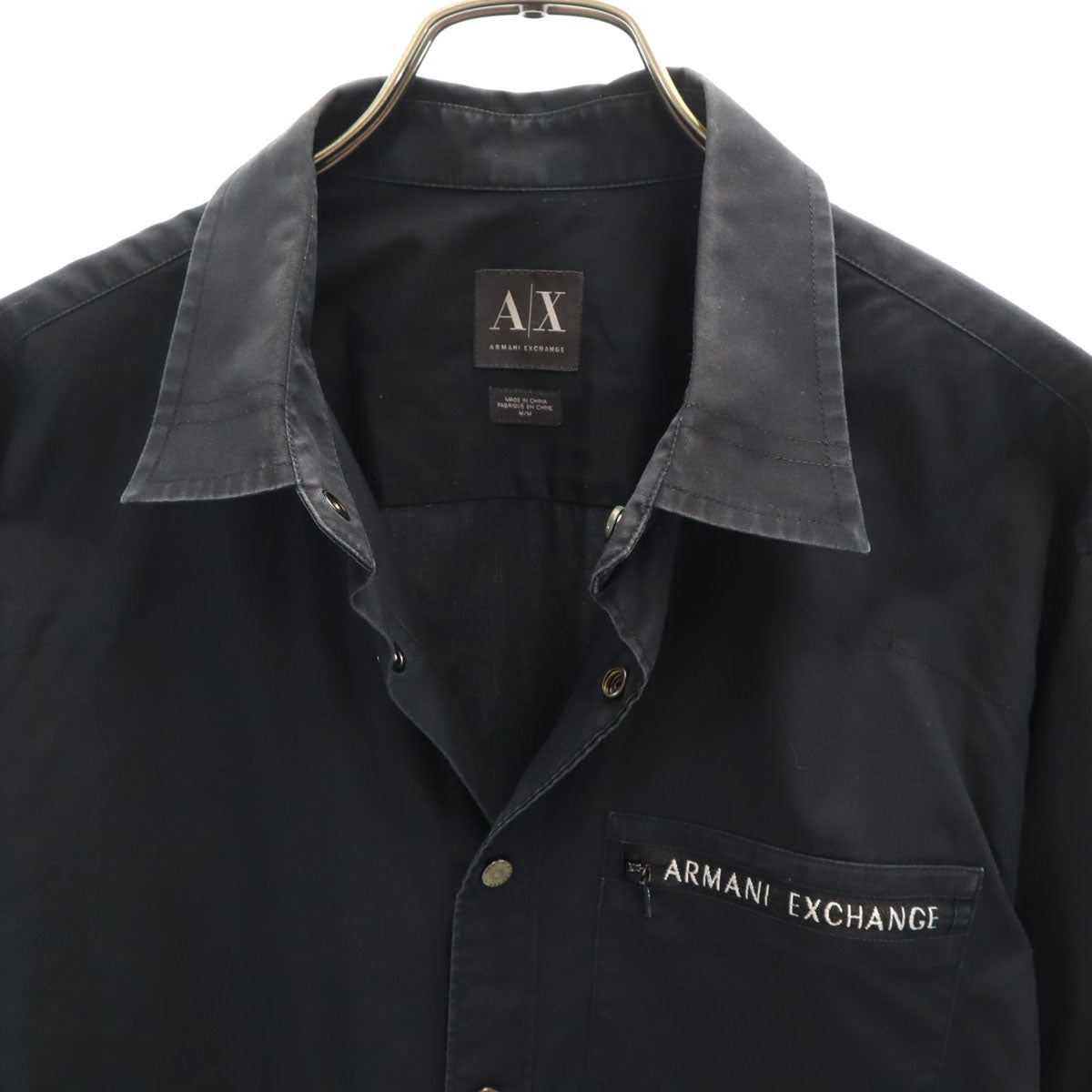 ARMANI EXCHANGE アルマーニエクスチェンジ 長袖 コットンシャツ M ブラック メンズ