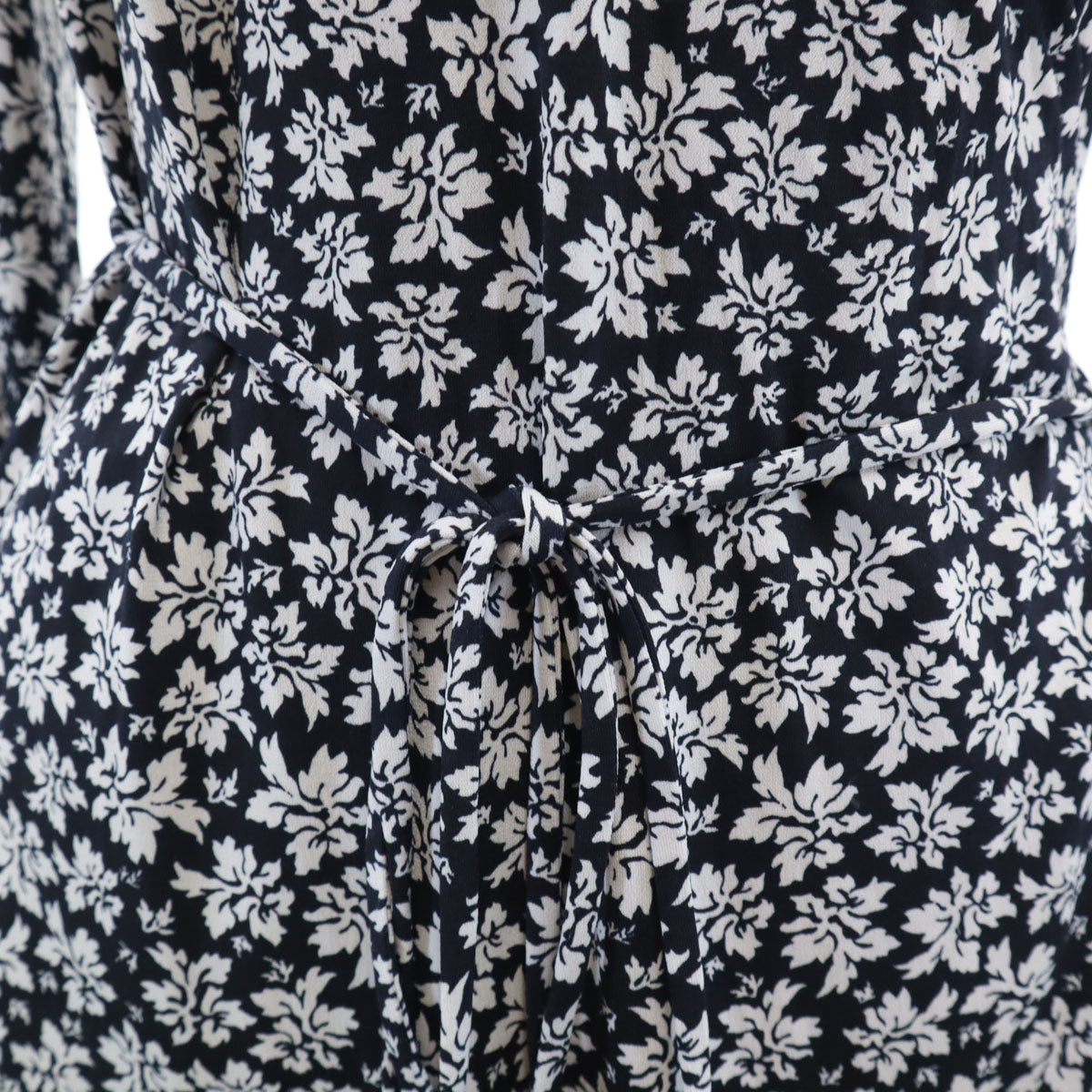 美品 Michael Kors マイケルコース 花柄 長袖 カシュクール ワンピース M ダークネイビー系 レディース