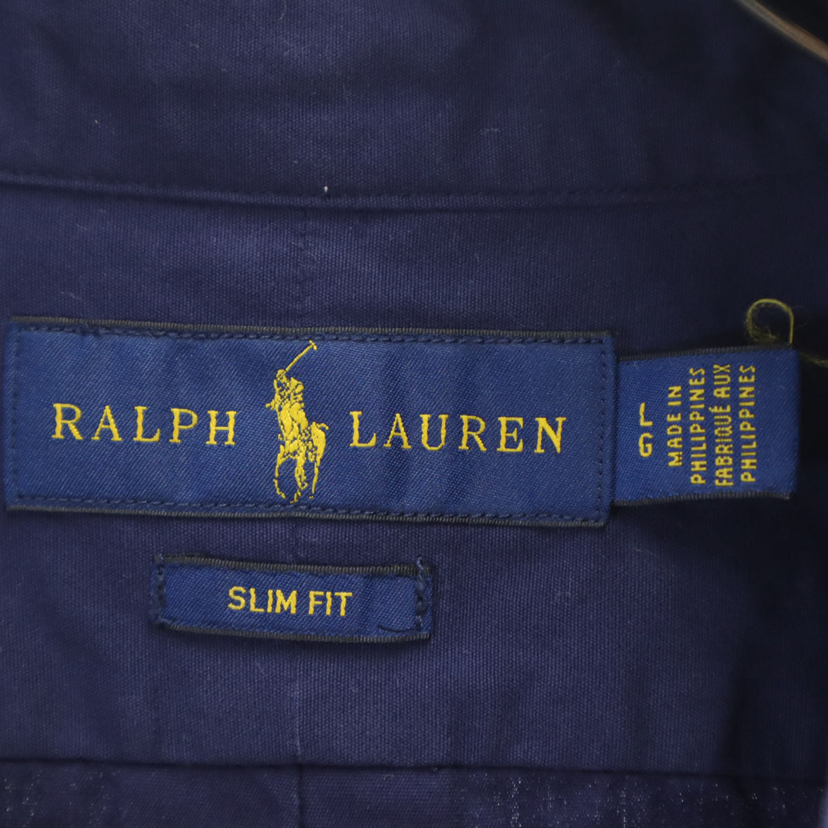 RALPH LAUREN ラルフローレン 長袖 ボタンダウンシャツ LG ネイビー系 SLIM FIT メンズ