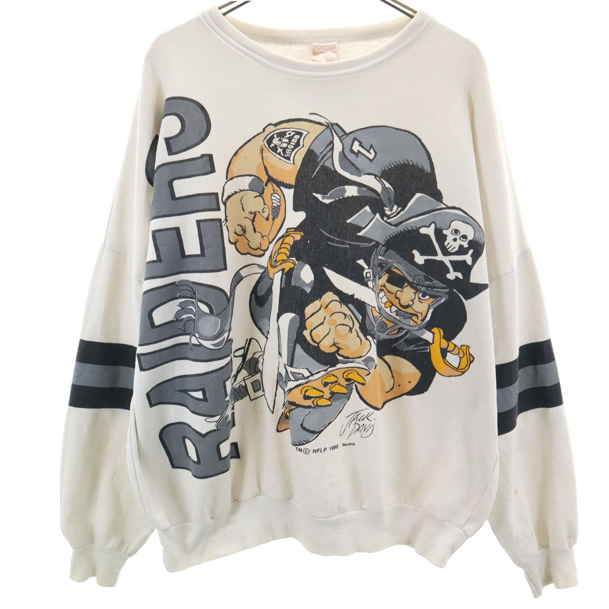 80s カナダ製 NFL レイダース 長袖 スウェット トレーナー L ホワイト JACK DAVIS メンズ