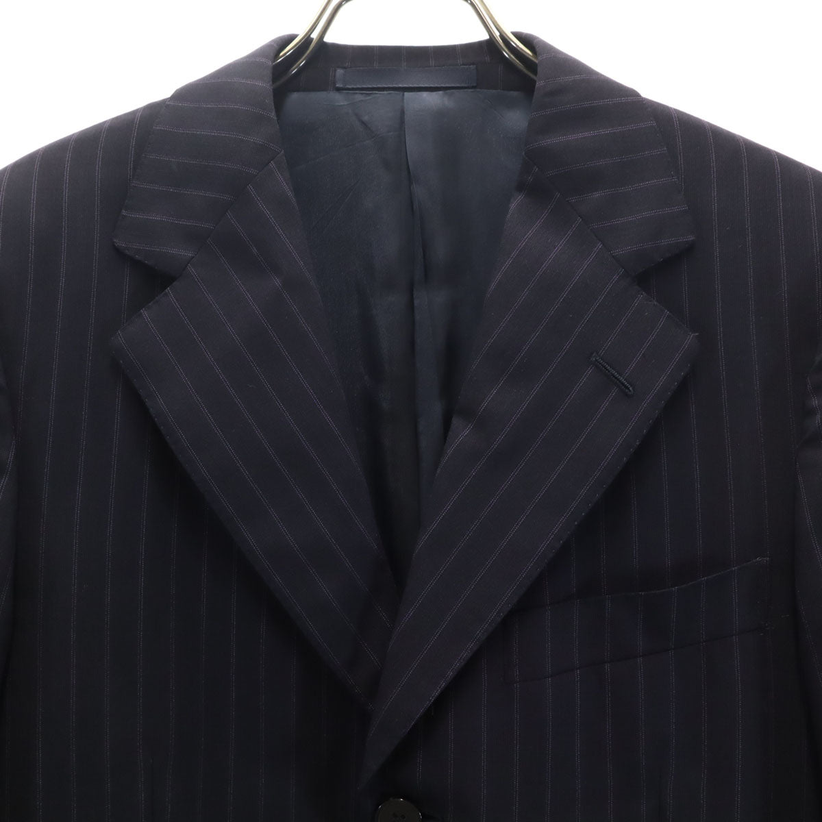 Ermenegildo Zegna エルメネジルドゼニア ストライプ柄 スーツ 上下 セットアップ 44 ネイビー メンズ