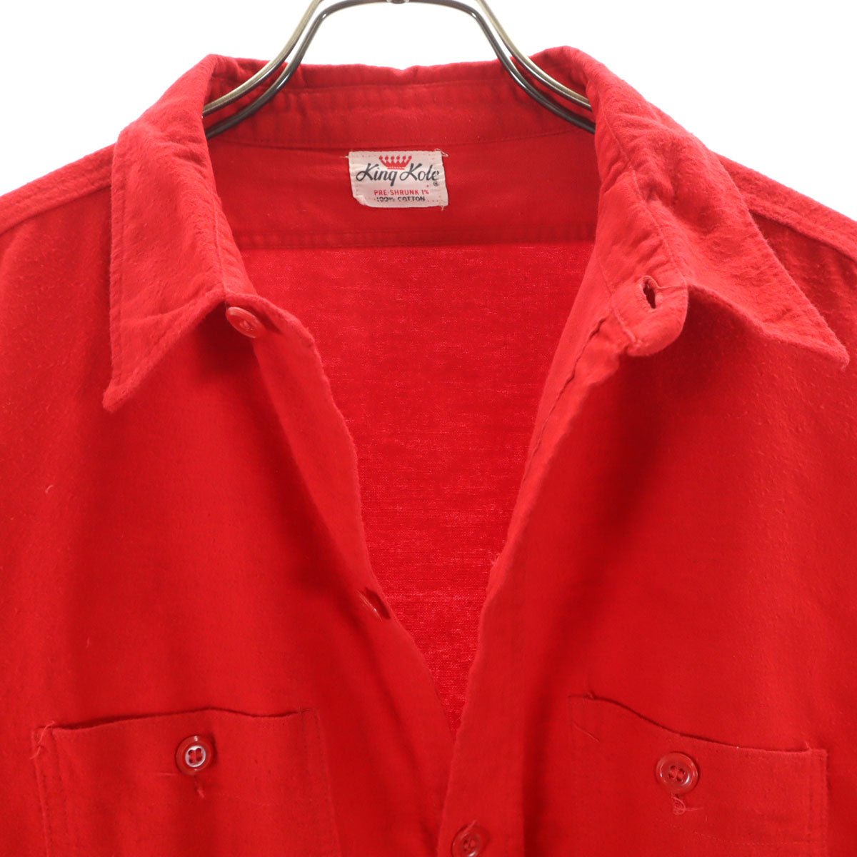 キングコール 50s 60s ヴィンテージ 長袖 コットン ネルシャツ レッド メンズ