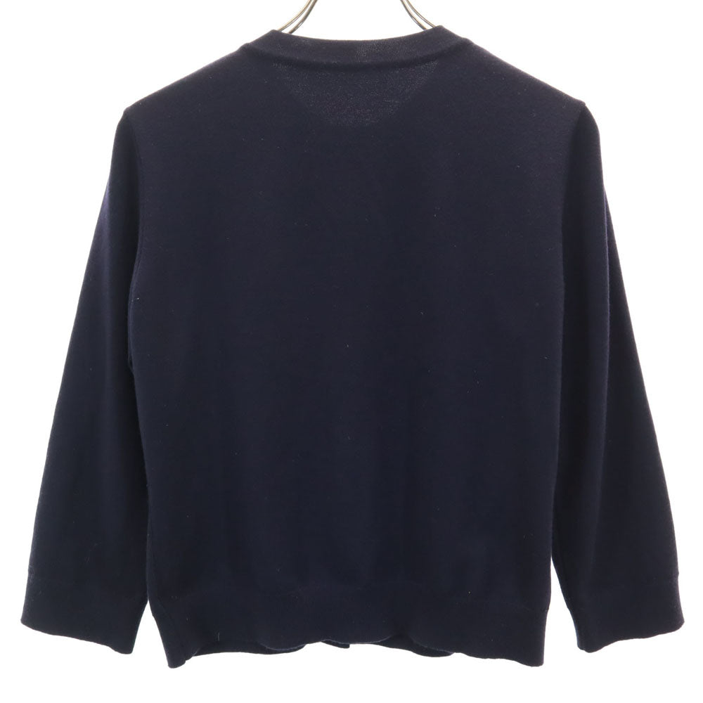 フォクシー 日本製 7分袖 ニットカーディガン 40 ネイビー FOXEY レディース