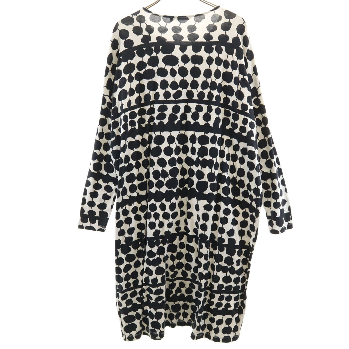 marimekko マリメッコ 総柄 長袖 ロングワンピース L ホワイト レディース