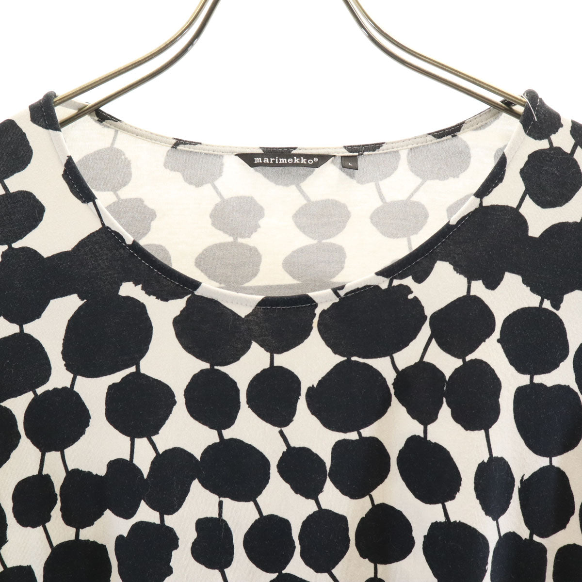 marimekko マリメッコ 総柄 長袖 ロングワンピース L ホワイト レディース