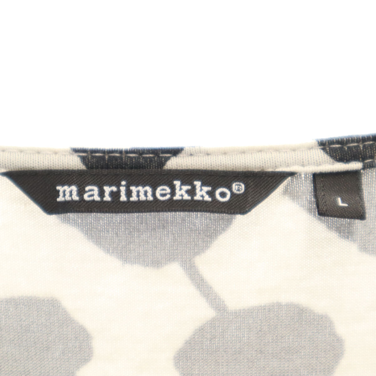 marimekko マリメッコ 総柄 長袖 ロングワンピース L ホワイト レディース