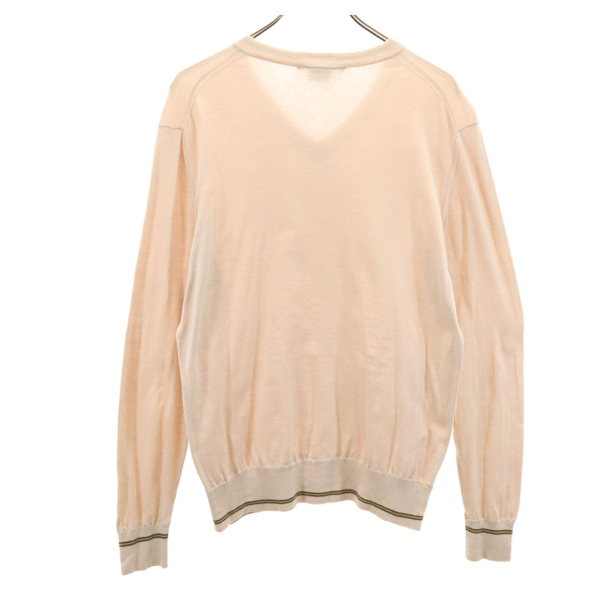 GUCCI グッチ イタリア製 長袖 Vネック カットソー M ペールオレンジ メンズ