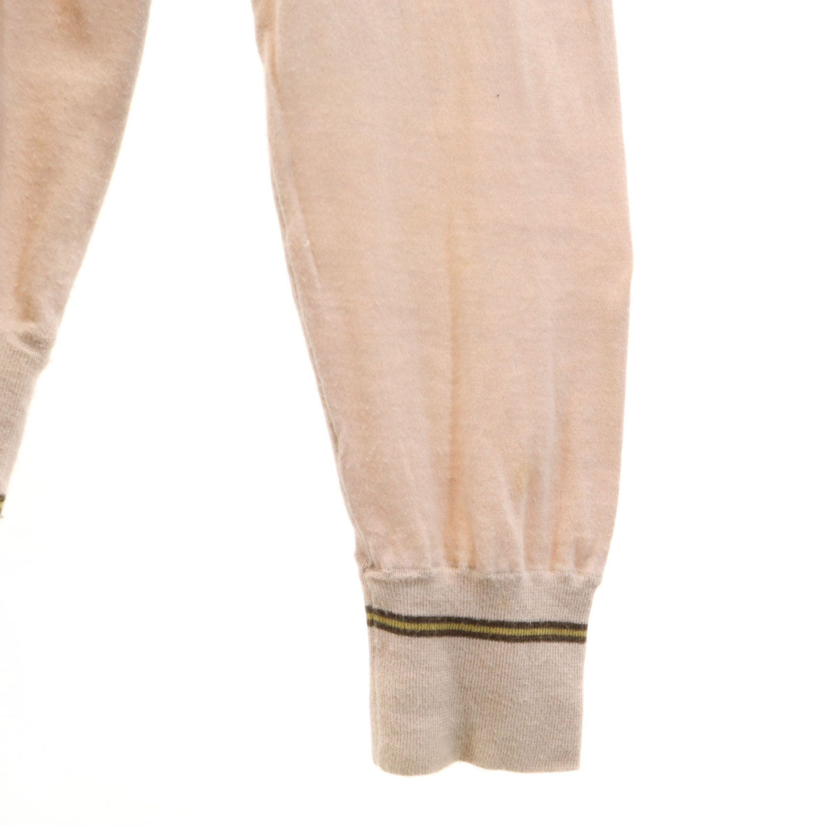 GUCCI グッチ イタリア製 長袖 Vネック カットソー M ペールオレンジ メンズ