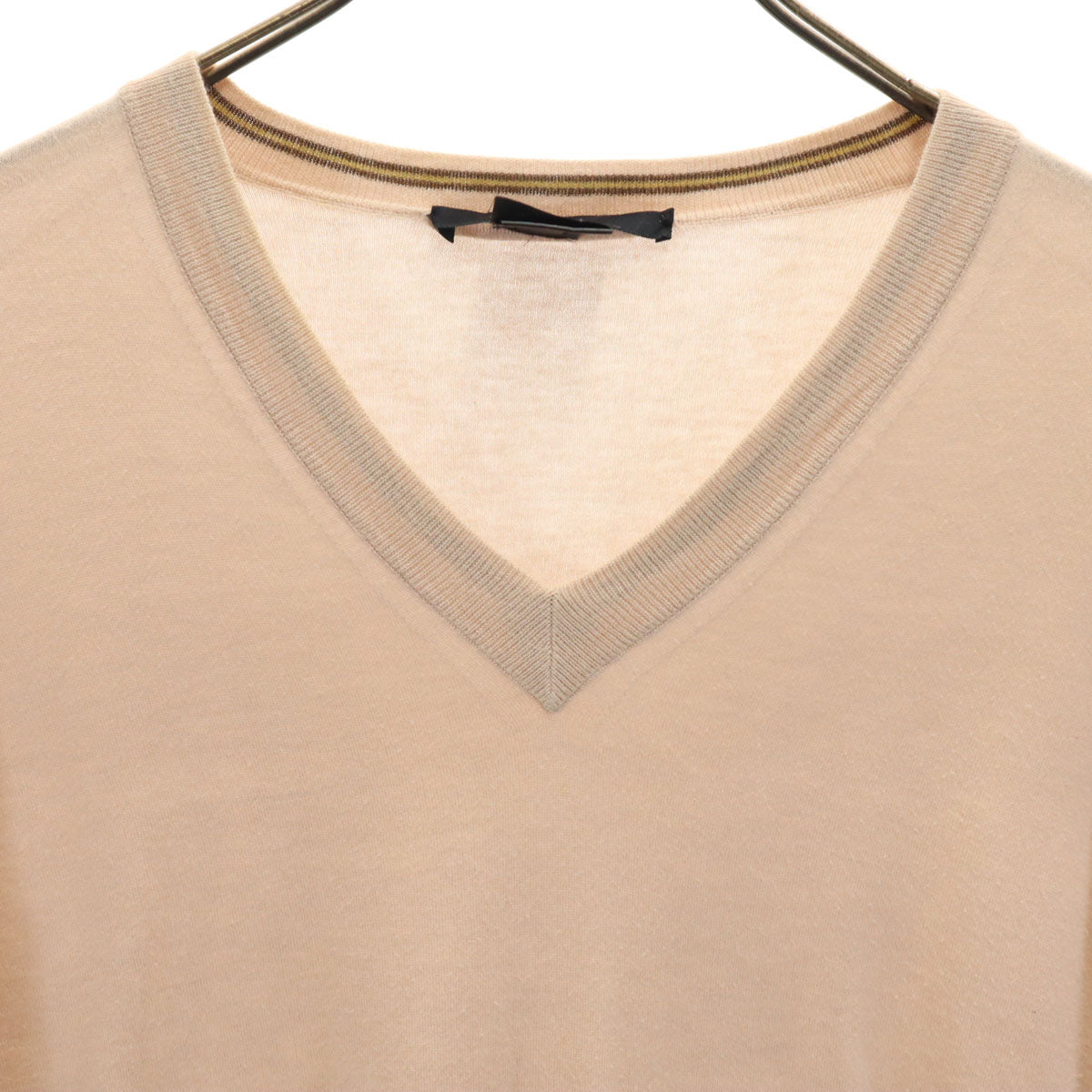 GUCCI グッチ イタリア製 長袖 Vネック カットソー M ペールオレンジ メンズ