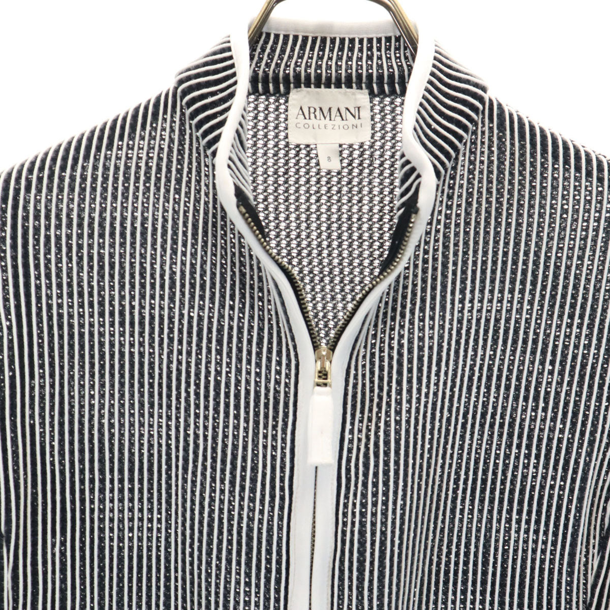 ARMANI COLLEZIONI アルマーニコレッツォーニ ストライプ柄 ジャケット 8 ホワイト レディース