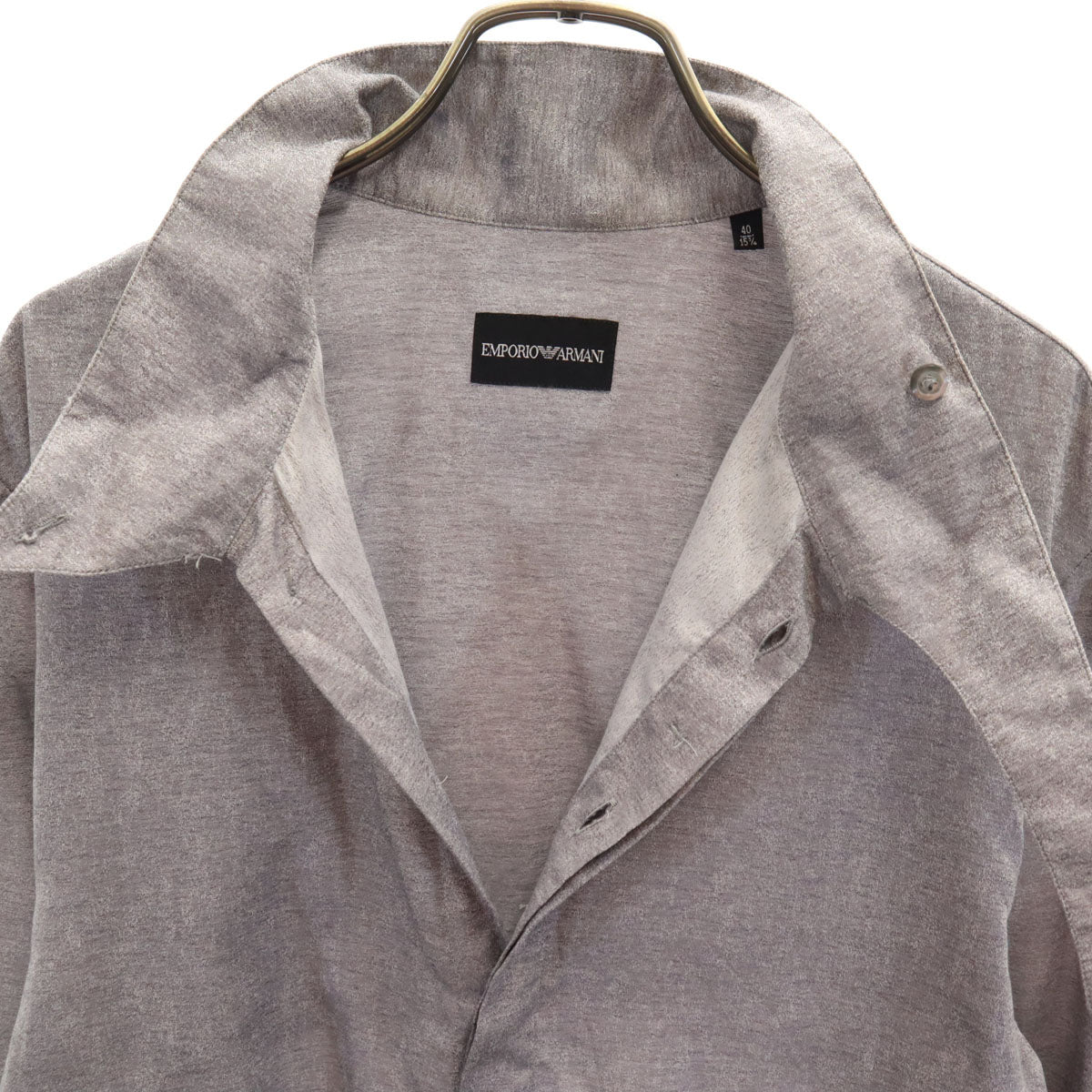 Emporio Armani エンポリオアルマーニ 長袖 スタンドカラー シャツ 40 グレー メンズ