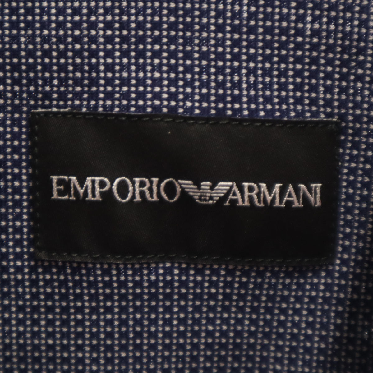 Emporio Armani エンポリオアルマーニ 総柄 長袖 隠し ボタンダウンシャツ 42 ネイビー メンズ