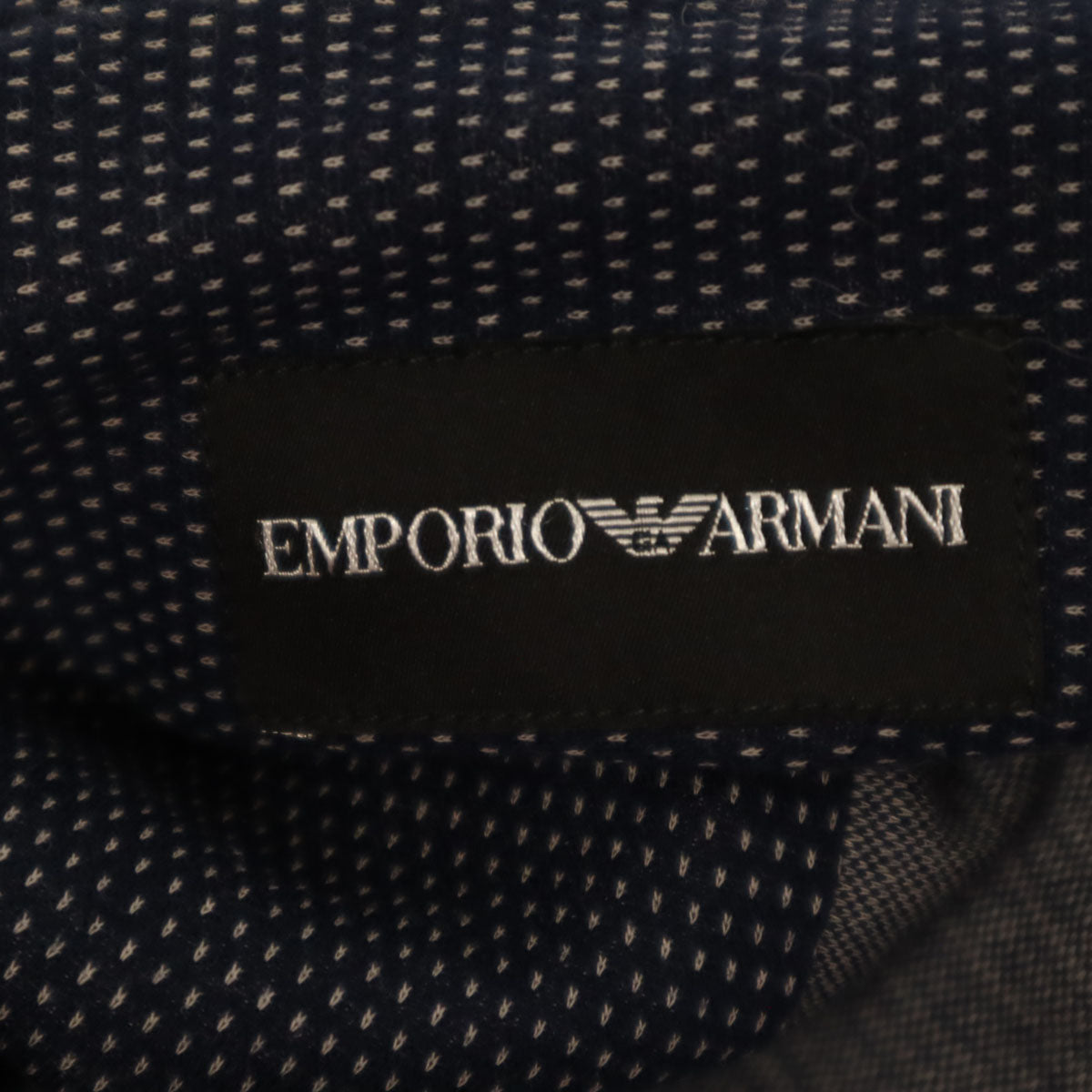 Emporio Armani エンポリオアルマーニ 総柄 長袖 コットンシャツ 42 ネイビー メンズ