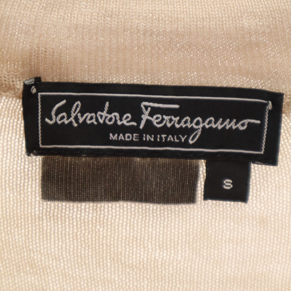 Salvatore Ferragamo サルヴァトーレフェラガモ イタリア製 長袖 ニット S ベージュ レディース