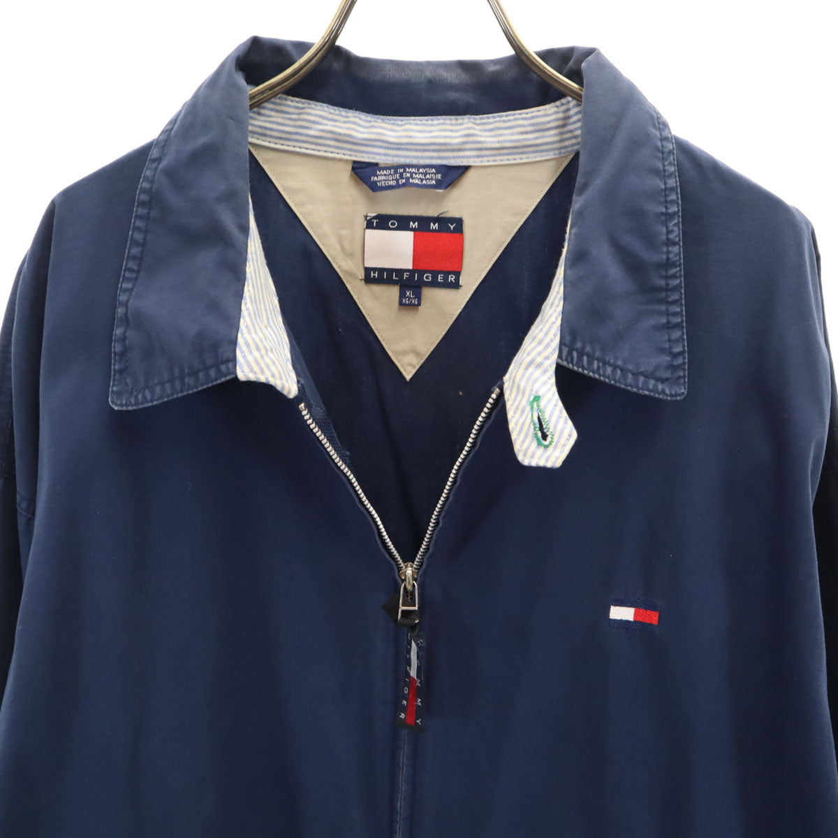 TOMMY HILFIGER トミーヒルフィガー 90s オールド フラッグタグ ブルゾン XL ネイビー スイングトップ ジャケット メンズ