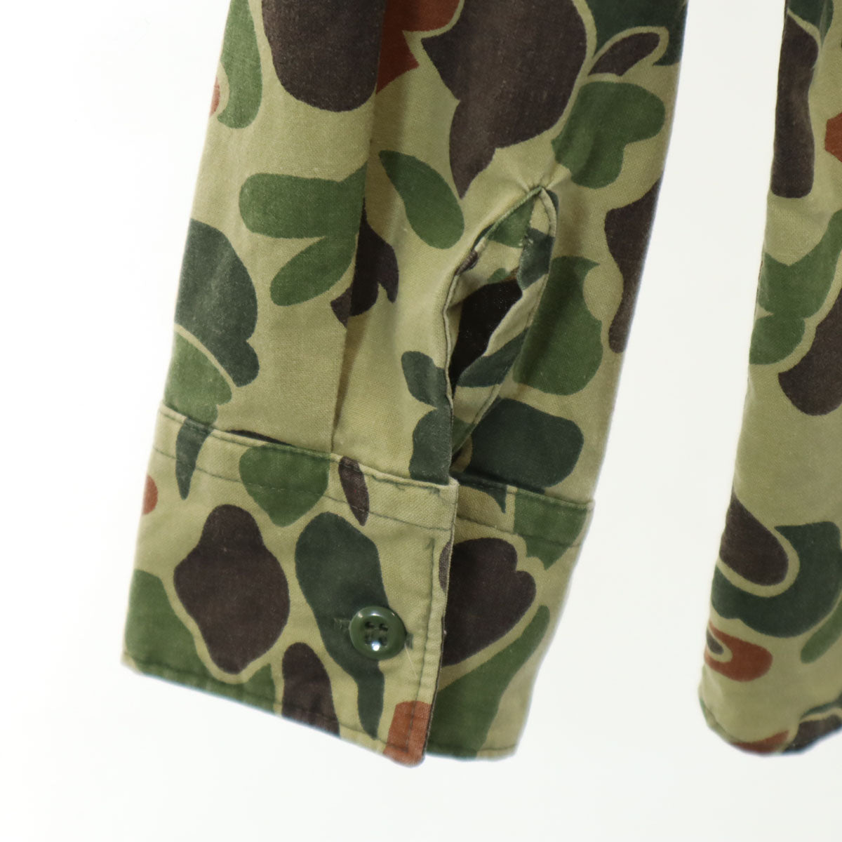 VINTAGE ヴィンテージ 70s ダックハンターカモ 長袖 ミリタリーシャツ オリーブ系 迷彩 メンズ