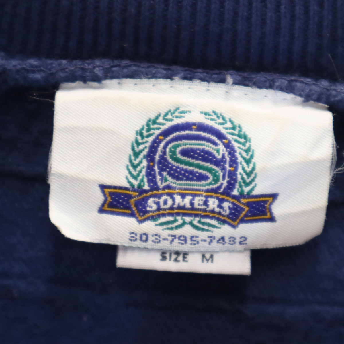 SOMERS 90s オールド ゴルフ刺繍 長袖 襟付き トレーナー M ネイビーパープル メンズ