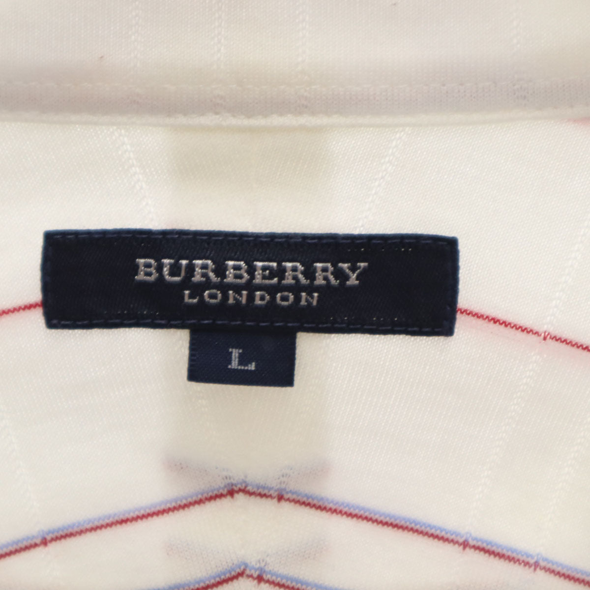 BURBERRY LONDON バーバリーロンドン ストライプ チェック柄 長袖 コットンシャツ L ホワイト 三陽商会 メンズ