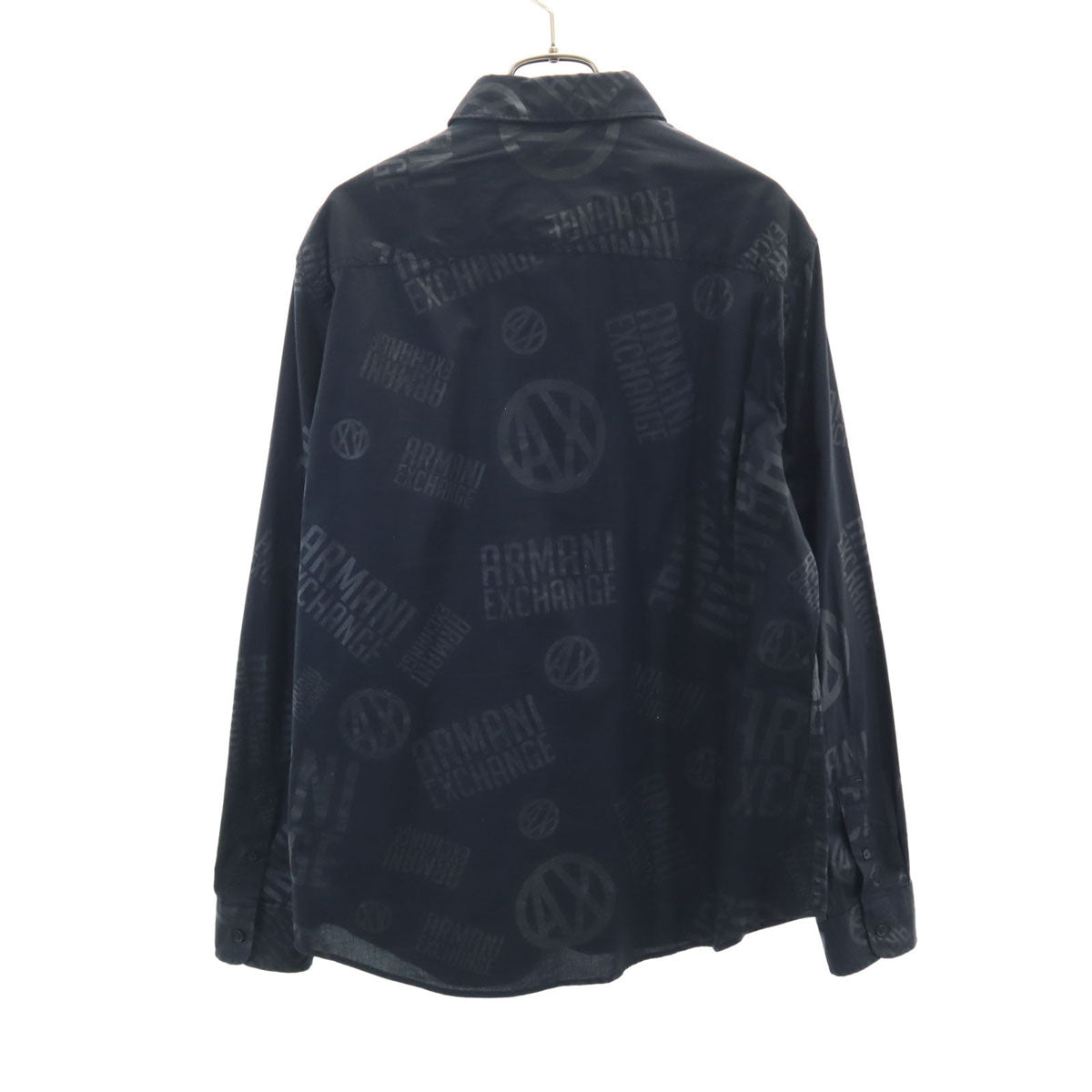 ARMANI EXCHANGE アルマーニエクスチェンジ 総ロゴ 長袖 コットンシャツ M ブラック メンズ