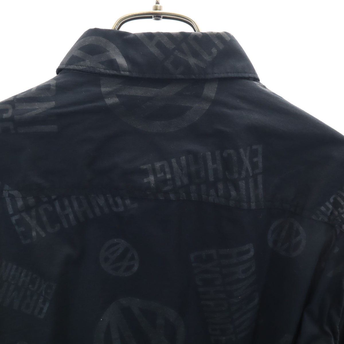 ARMANI EXCHANGE アルマーニエクスチェンジ 総ロゴ 長袖 コットンシャツ M ブラック メンズ