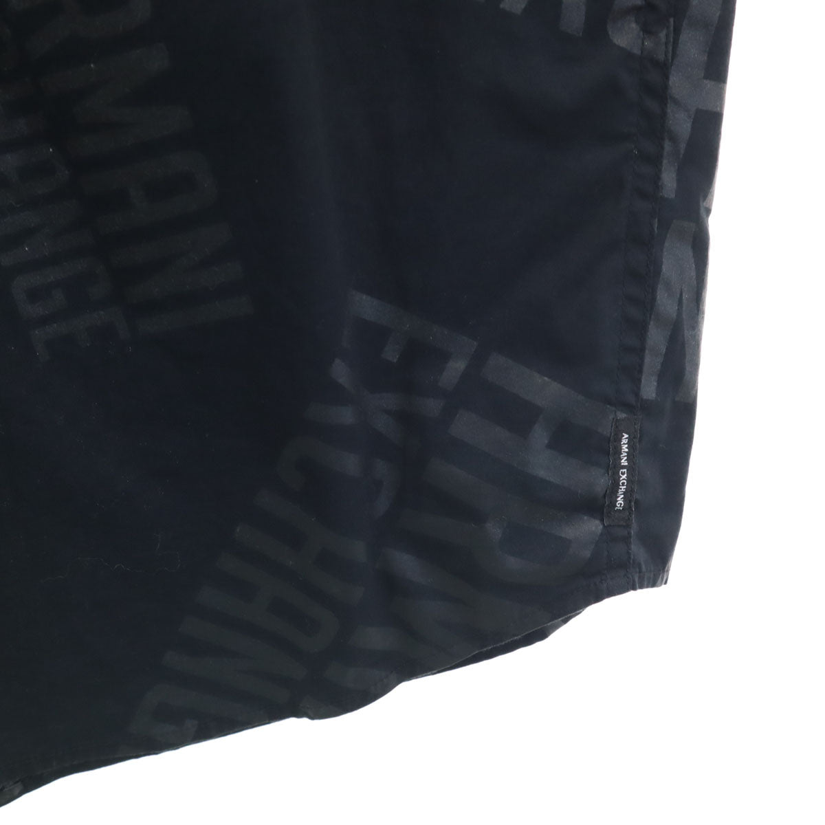 ARMANI EXCHANGE アルマーニエクスチェンジ 総ロゴ 長袖 コットンシャツ M ブラック メンズ