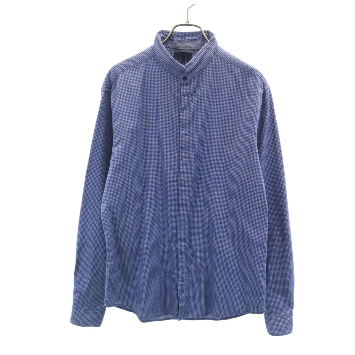ARMANI JEANS アルマーニジーンズ 総柄 長袖 スタンドカラー シャツ L 青紺系 メンズ