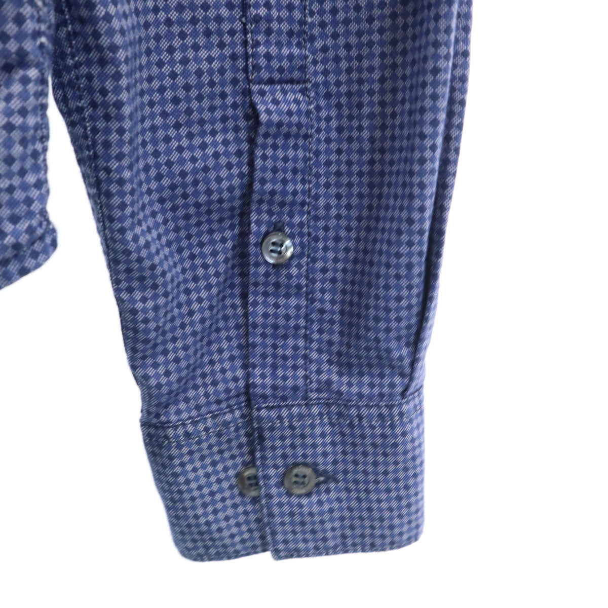 ARMANI JEANS アルマーニジーンズ 総柄 長袖 スタンドカラー シャツ L 青紺系 メンズ
