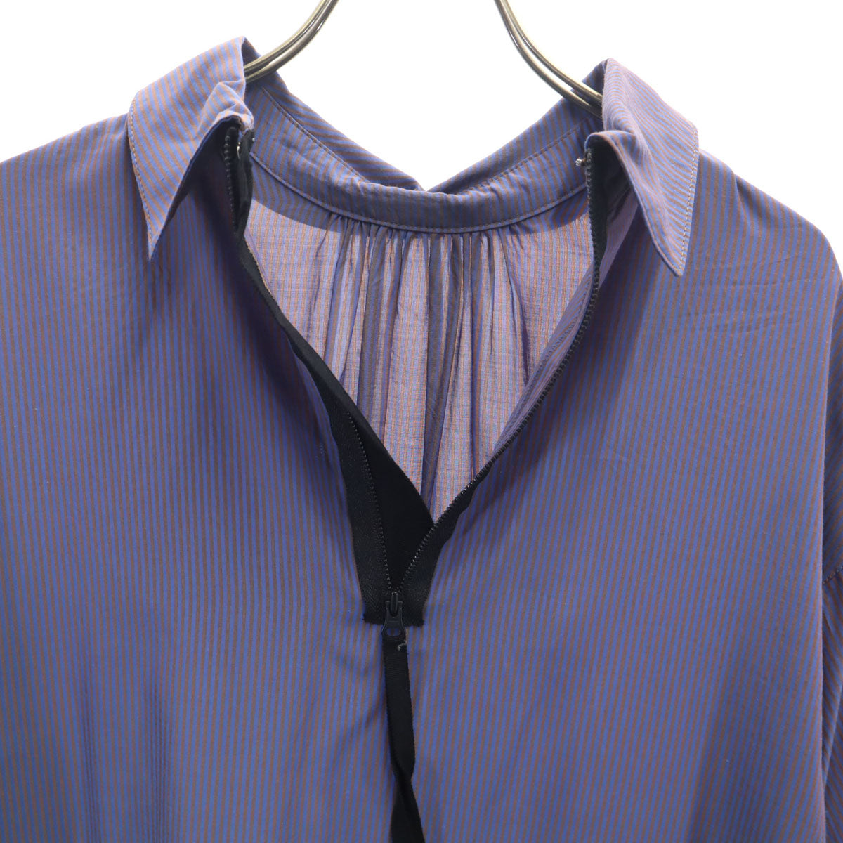 LANVIN en Bleu ランバンオンブルー ストライプ柄 長袖 ワンピース 38 青紺系 レディース