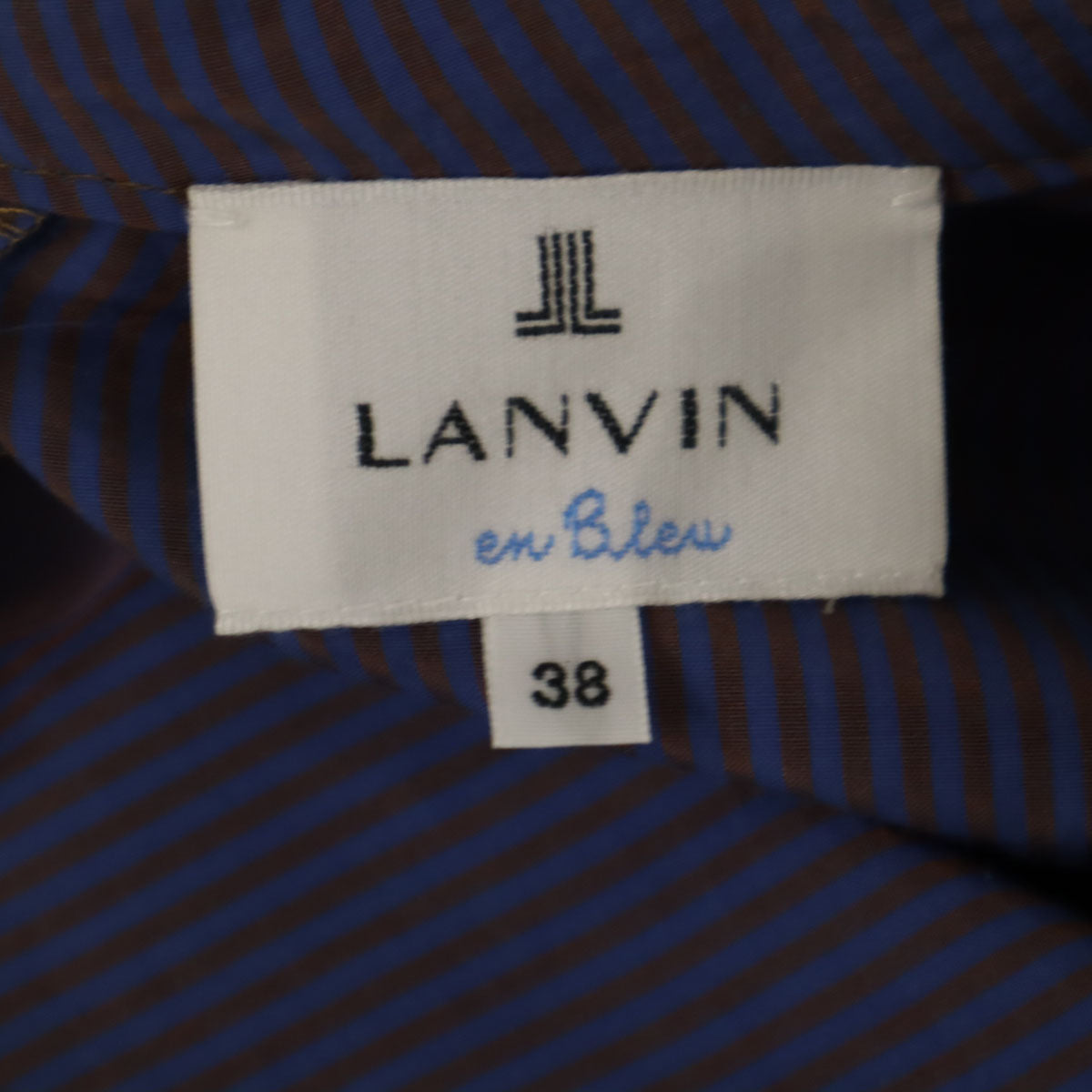 LANVIN en Bleu ランバンオンブルー ストライプ柄 長袖 ワンピース 38 青紺系 レディース