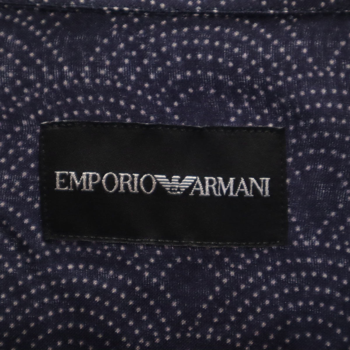 Emporio Armani エンポリオアルマーニ 青海波柄 長袖 シャツ 41 ネイビー メンズ
