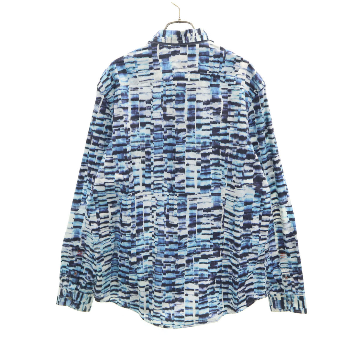 Desigual デシグアル 総柄 長袖 コットンシャツ XL ブルー メンズ