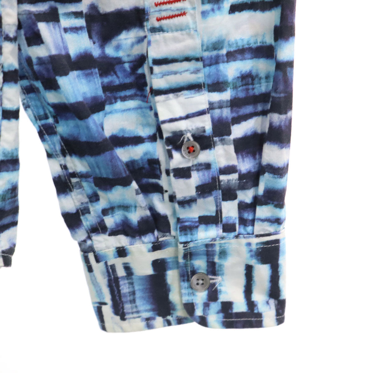 Desigual デシグアル 総柄 長袖 コットンシャツ XL ブルー メンズ