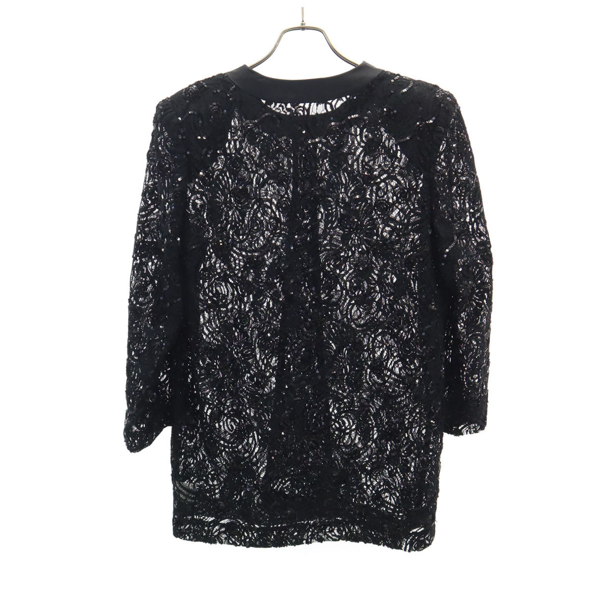GIVENCHY ジバンシィ 90s 日本製 オールド 長袖 総レース カーディガン 13 ブラック スパンコール レディース