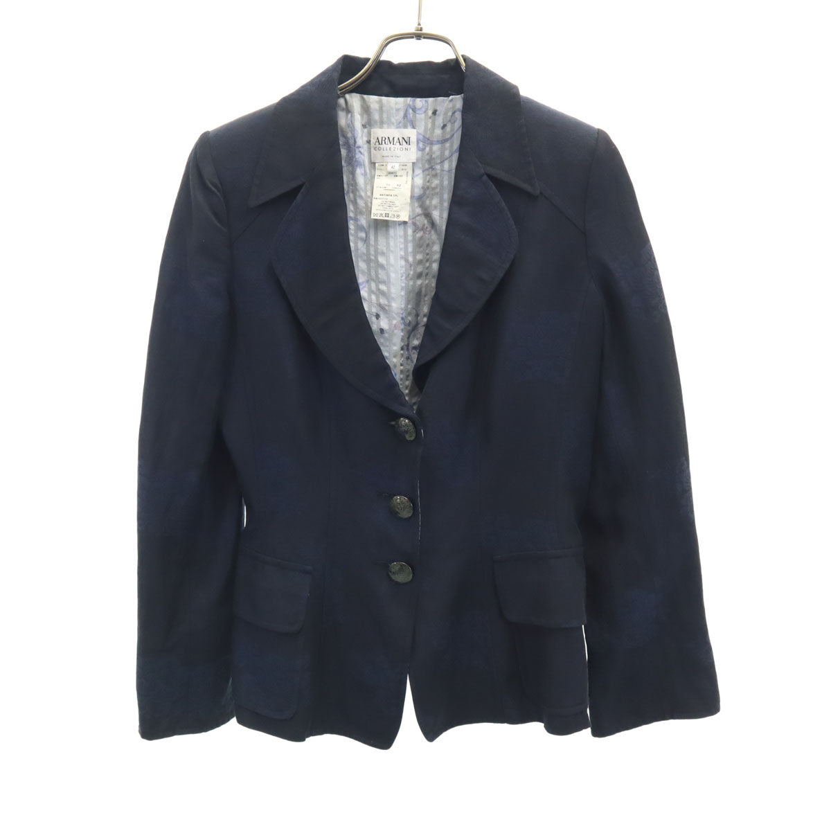 ARMANI COLLEZIONI アルマーニコレッツォーニ イタリア製 花柄 テーラードジャケット 42 ネイビー レディース