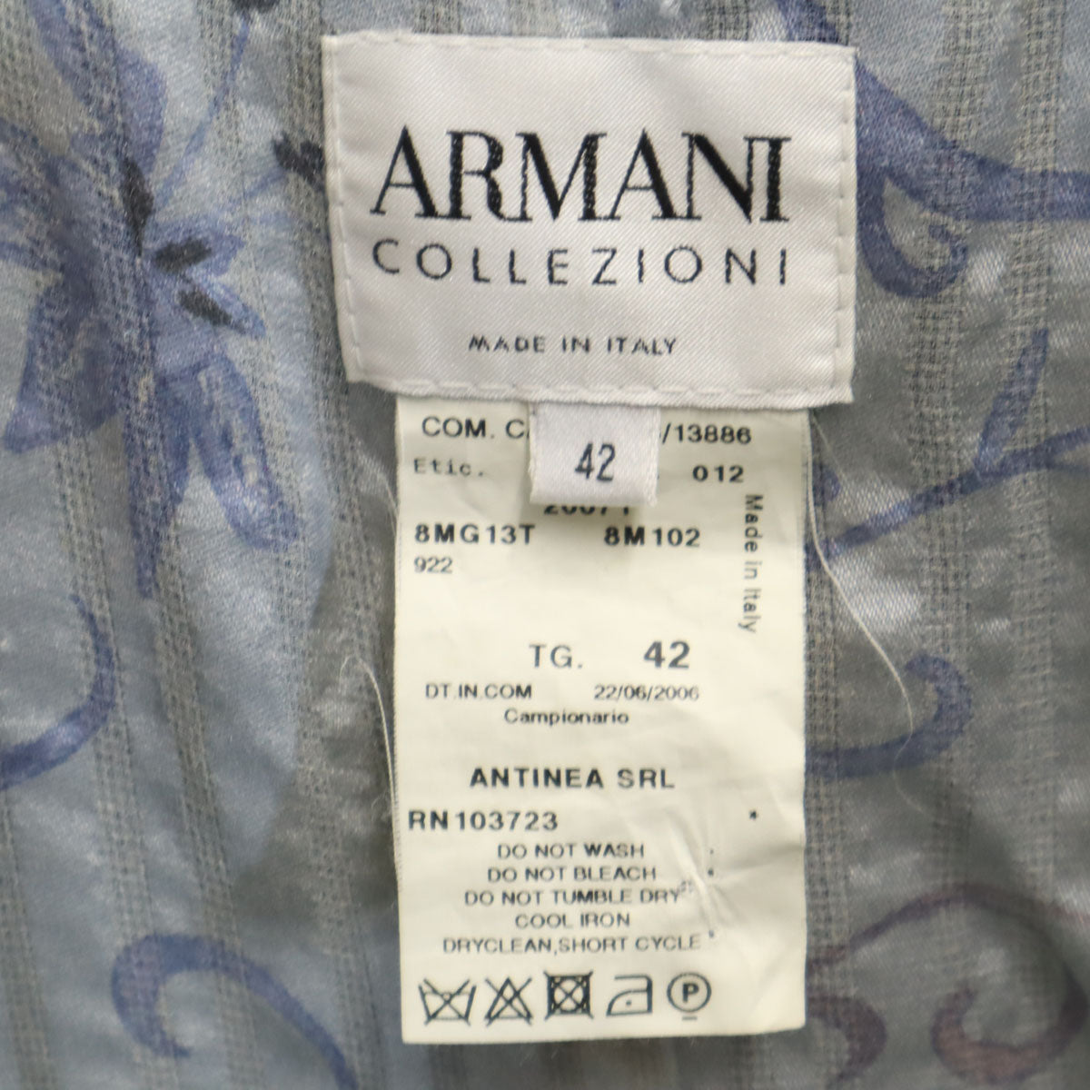 ARMANI COLLEZIONI アルマーニコレッツォーニ イタリア製 花柄 テーラードジャケット 42 ネイビー レディース