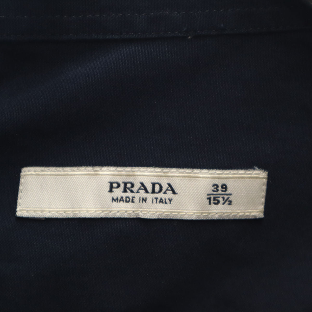 PRADA プラダ イタリア製 長袖 コットンシャツ 39 ネイビー メンズ
