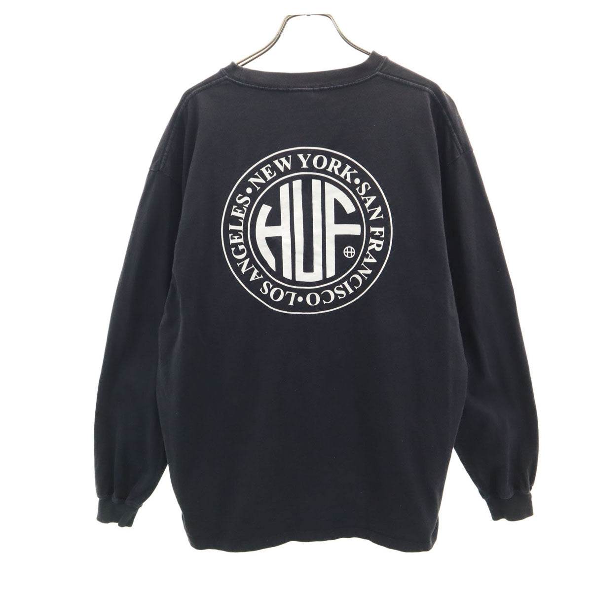 HUF ハフ バックロゴ 長袖 Tシャツ L ブラック ロンT メンズ