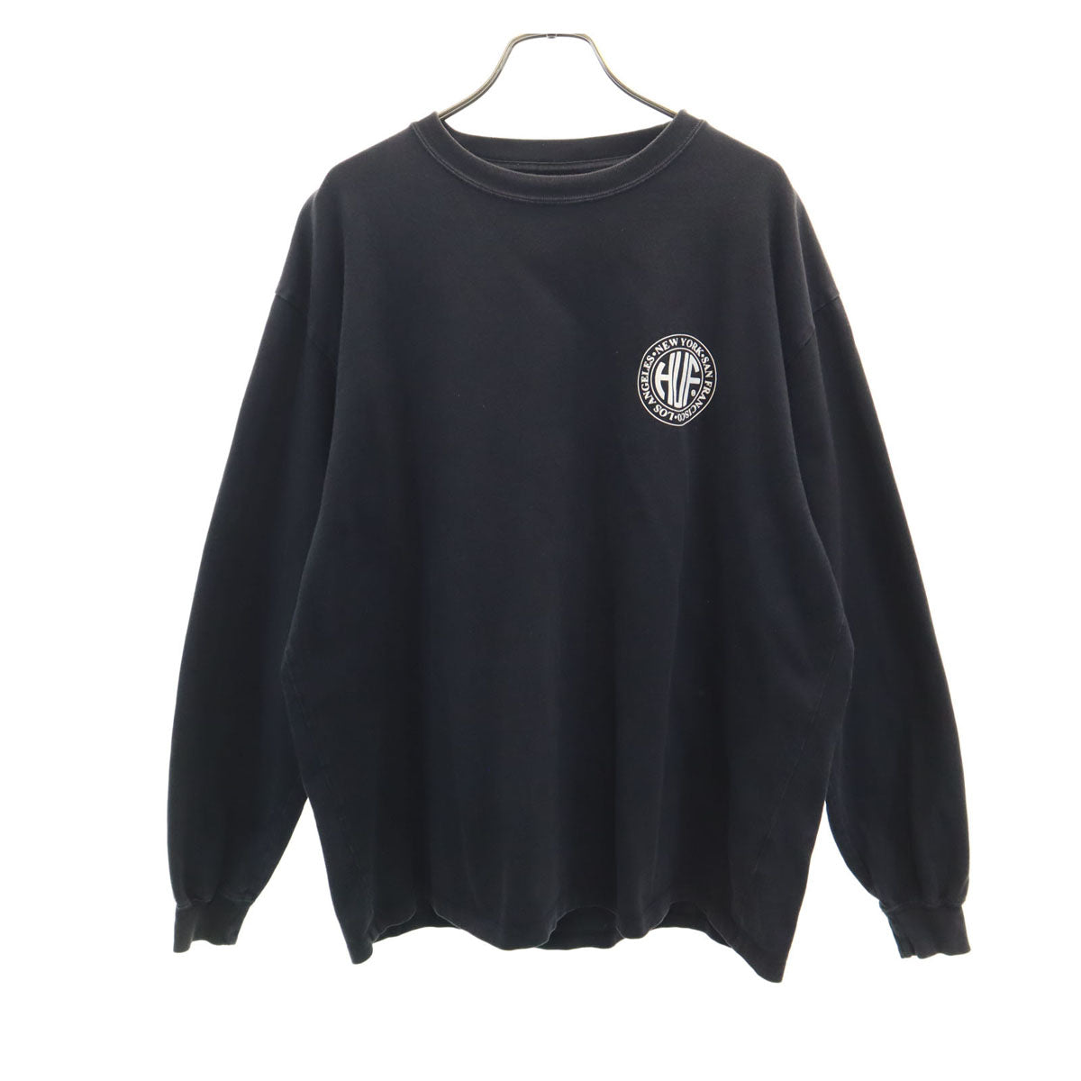 HUF ハフ バックロゴ 長袖 Tシャツ L ブラック ロンT メンズ